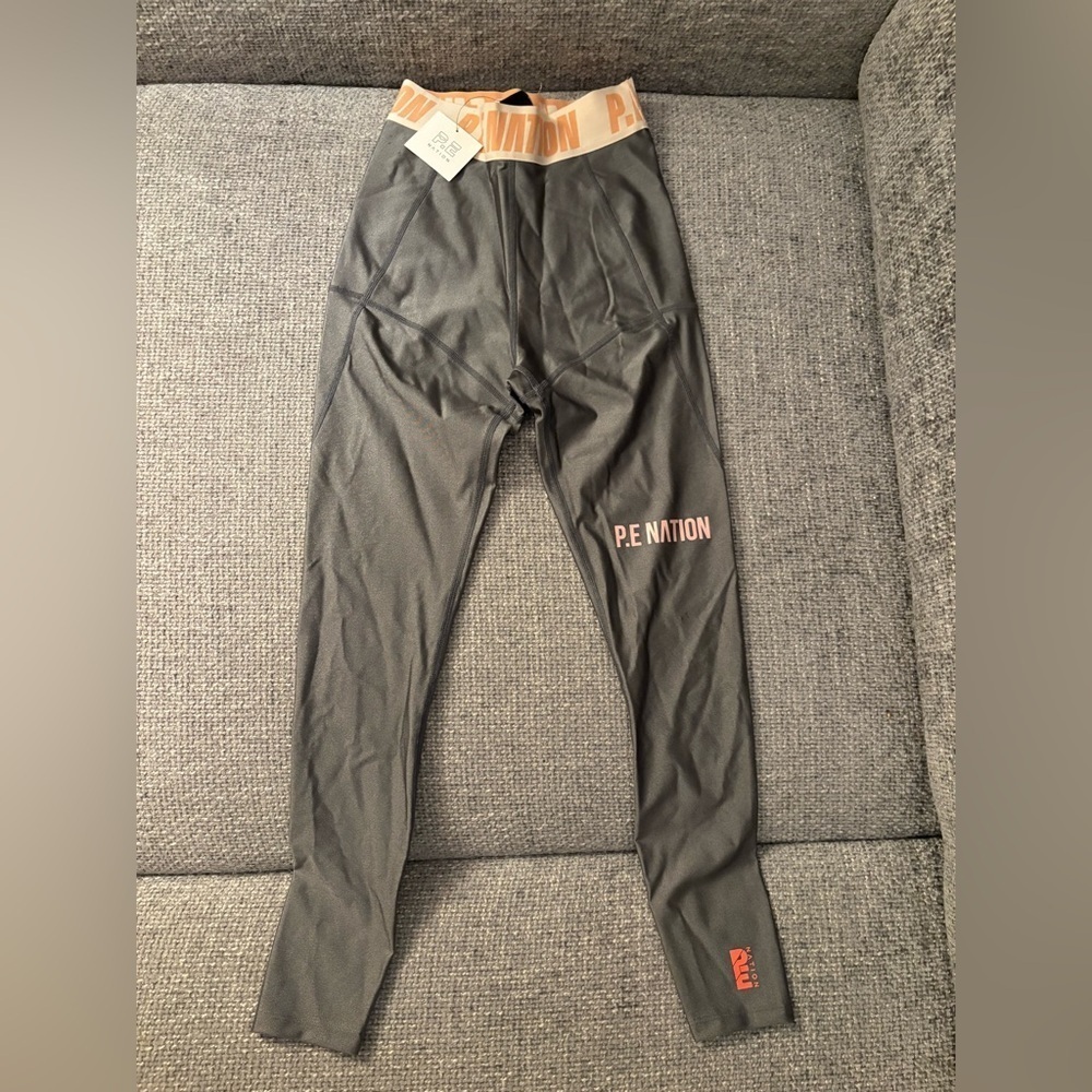 P.E Nation High-Rise Compression Leggings XS Blush Logo Waistband BNWT